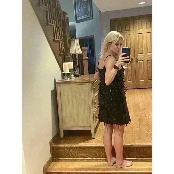 J. Crew Sleeveless Black Sequin Shift Mini Holiday New Year's Dress Size Small - Picture 7 of 10